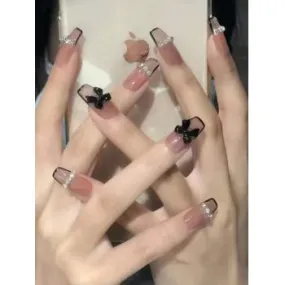 24 piezas de decoración de lazo de cadena de diamantes de imitación prensa en las uñas