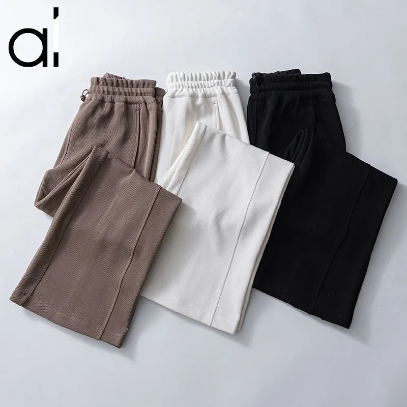 AL NUEVO Pantalones de yoga Pantalones de altura media suave Floja Desdecible Casual Alta Cintura Draen Bandeja ancha Transporte