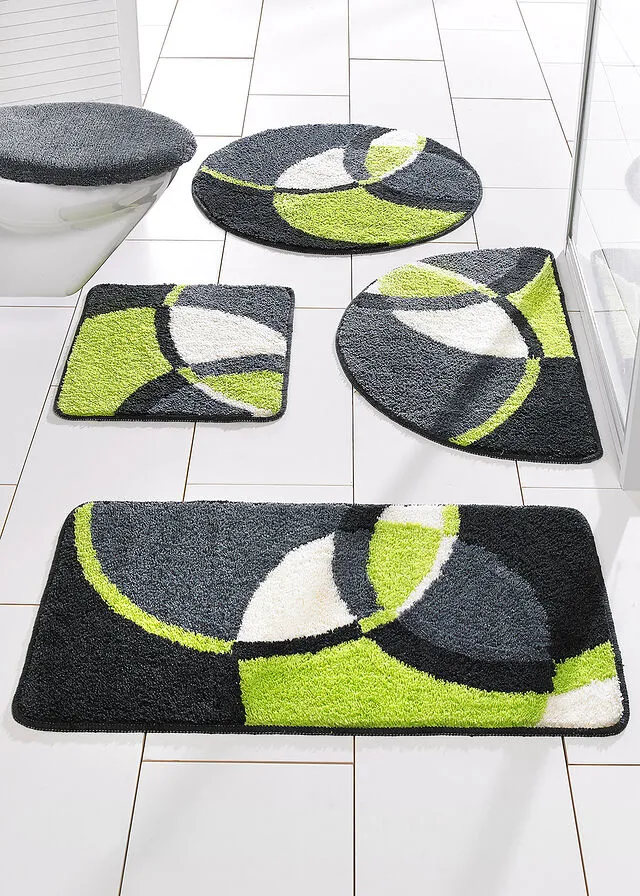 Alfombrilla de baño con círculos Verde