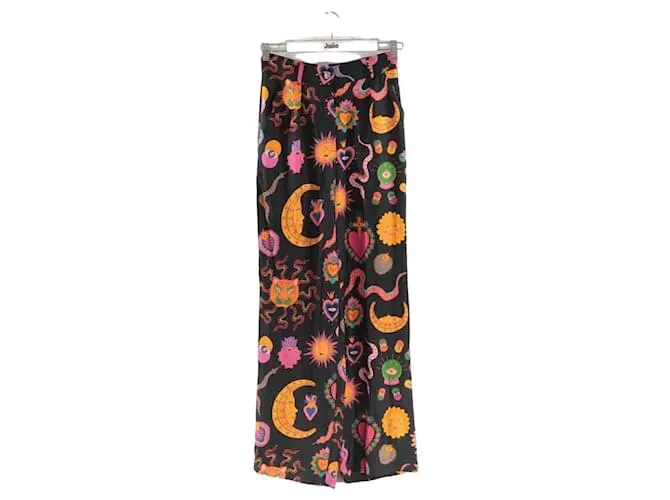 Autre Marque Pantalón ancho de seda Multicolor 