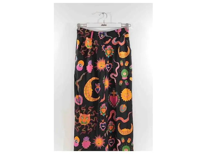 Autre Marque Pantalón ancho de seda Multicolor 