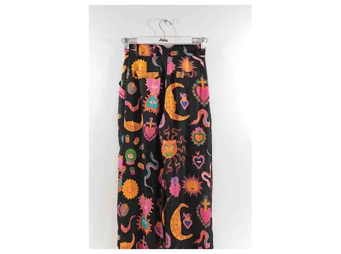 Autre Marque Pantalón ancho de seda Multicolor 