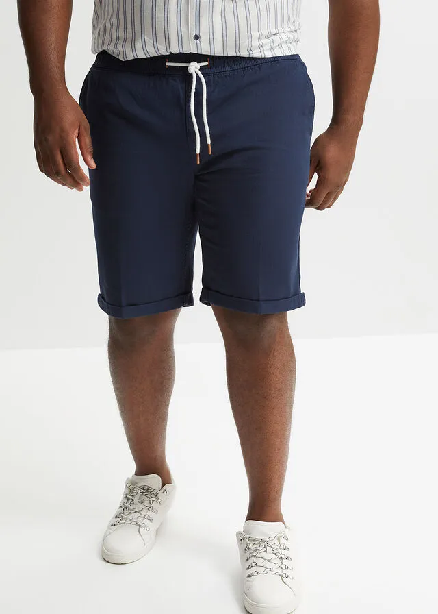 Bermudas con cintura elástica y corte regular Azul marino-blanco estampado