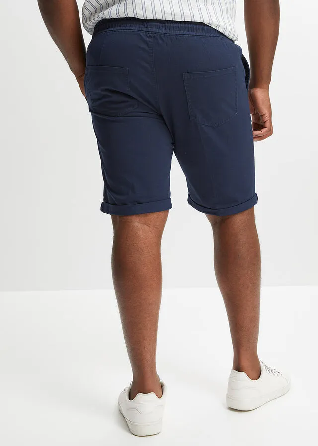 Bermudas con cintura elástica y corte regular Azul marino-blanco estampado