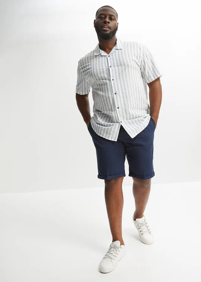 Bermudas con cintura elástica y corte regular Azul marino-blanco estampado