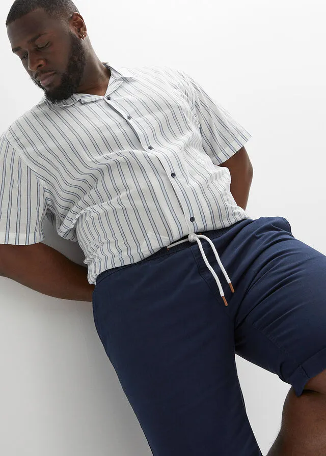 Bermudas con cintura elástica y corte regular Azul marino-blanco estampado