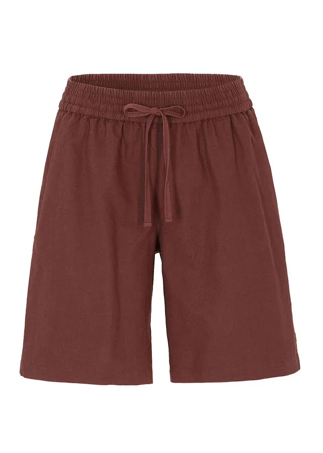 Bermudas con lino Marrón tierra