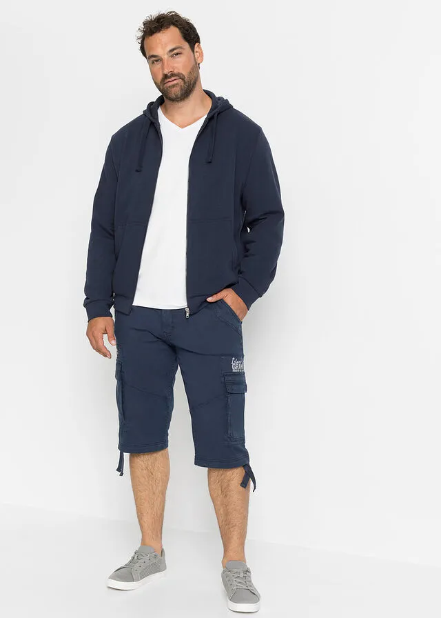 Bermudas largas con bolsillos cargo, corte regular Azul marino estampado