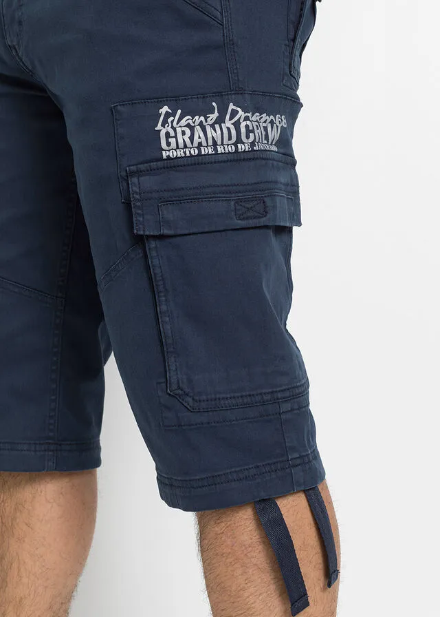 Bermudas largas con bolsillos cargo, corte regular Azul marino estampado