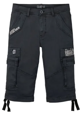 Bermudas largas con bolsillos cargo, corte regular Negro estampado