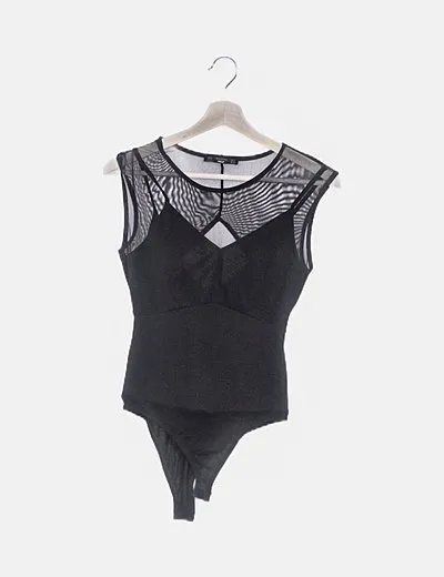 Bershka Body negro con transparencia