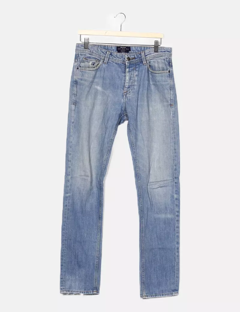 Bershka Jeans denim slim fit azul