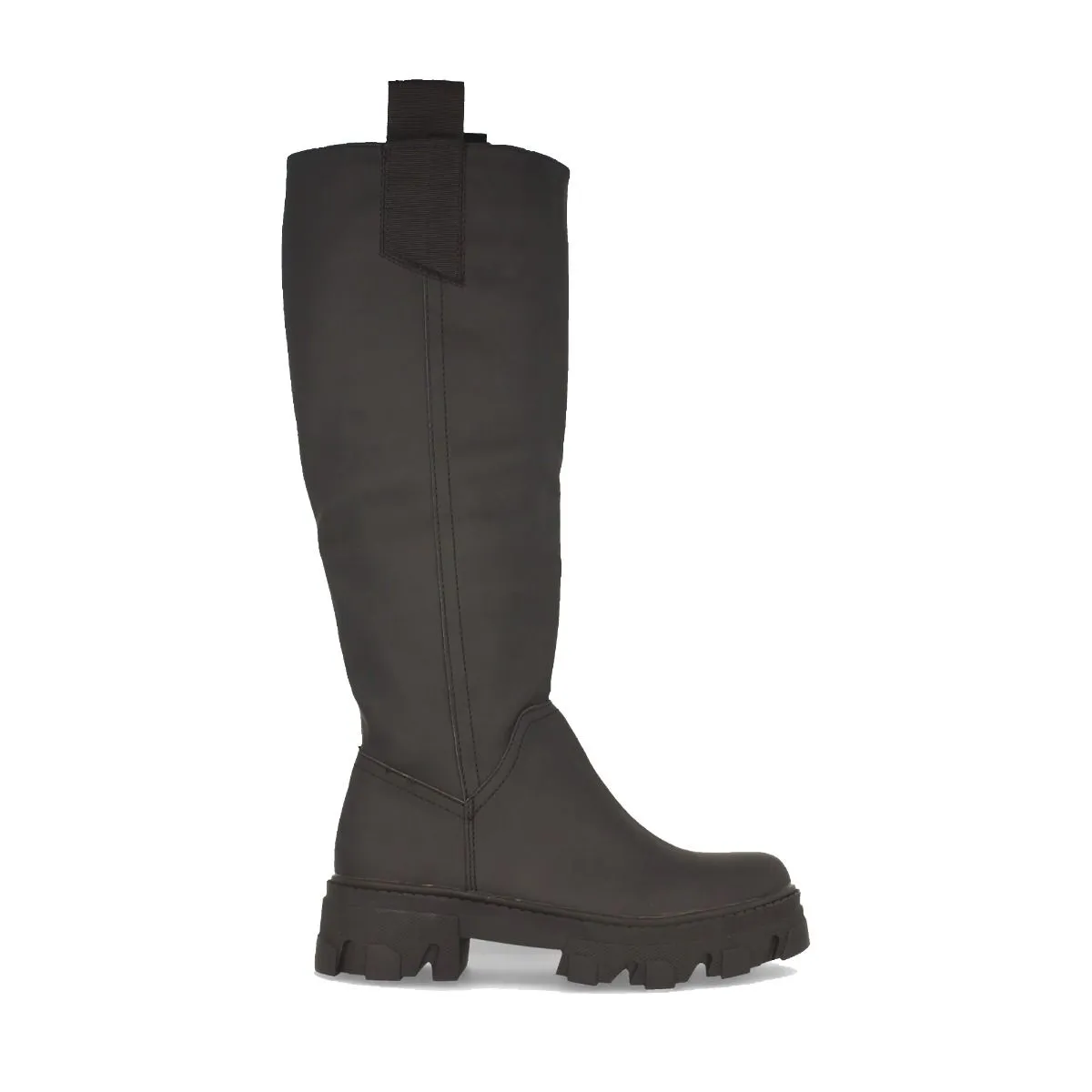 Botas Suela Chunky Textura Lisa Negro Mujer