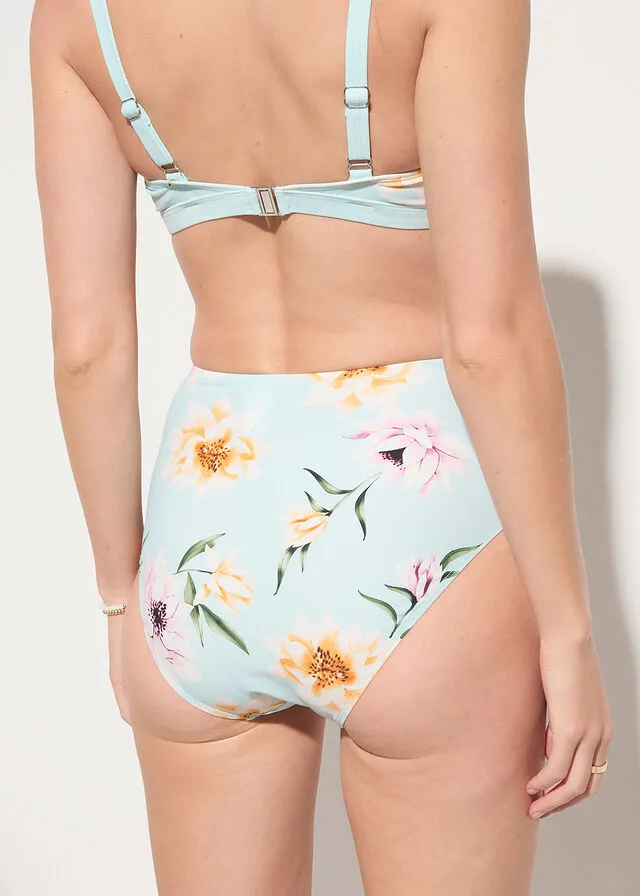 Braguita de bikini de secado rápido Azul claro de flores