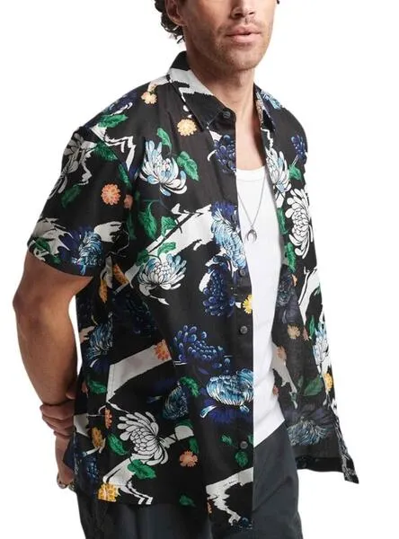 Camisa Superdry Hawaiian Negro para Hombre