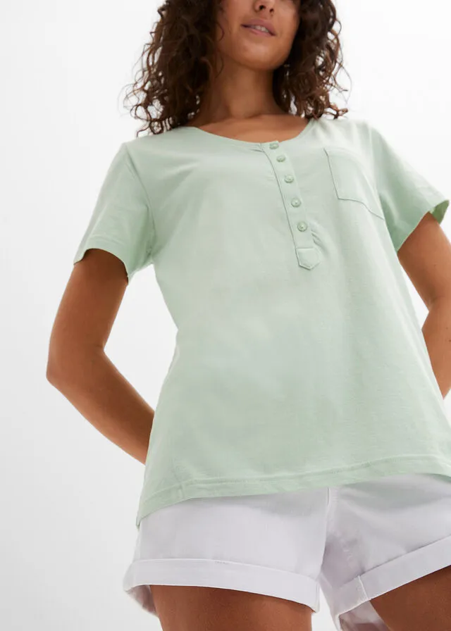 Camiseta con botones Verde pastel