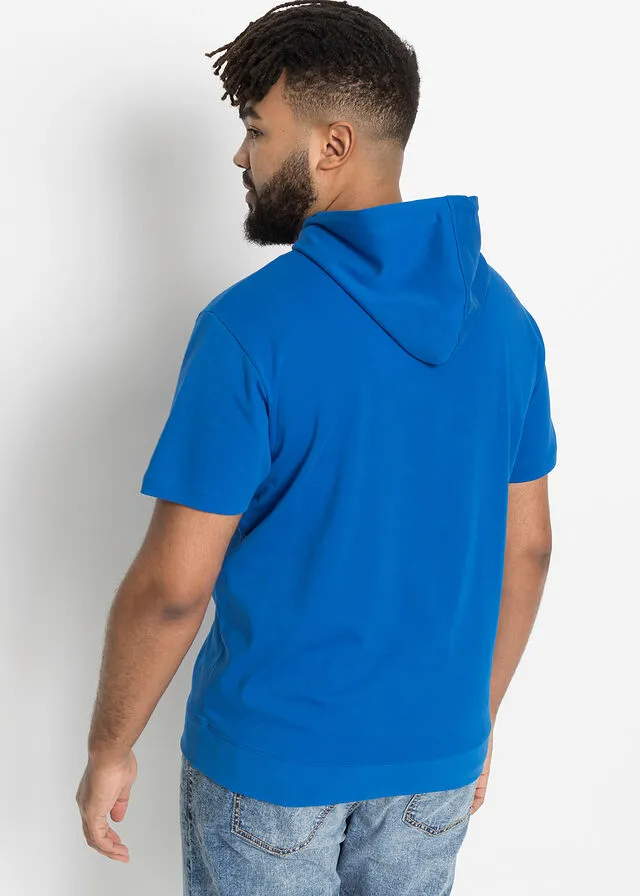 Camiseta con capucha de calidad densa Azul estampado