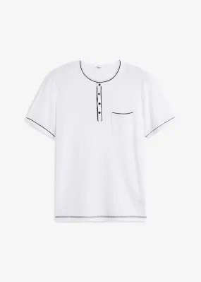 Camiseta con cuello henley Blanco