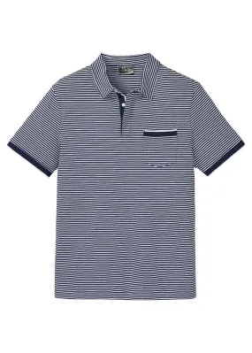 Camiseta de tipo polo Azul marino-blanco de rayas