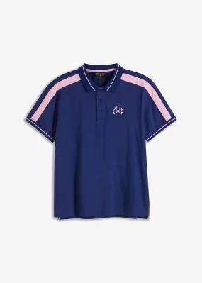 Camiseta de tipo polo azul oxford-rosa