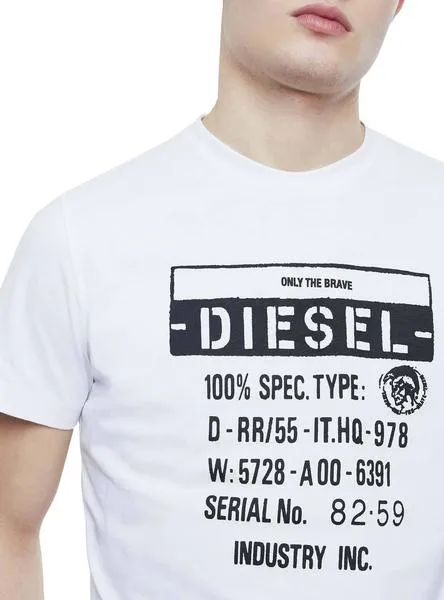 camiseta diesel label blanco para hombre