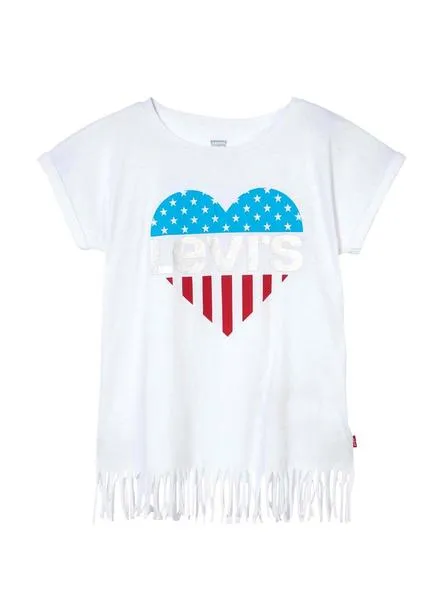 camiseta levis fringe blanco para niña