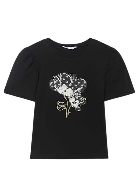 Camiseta Mayoral Aplique Negro para Niña