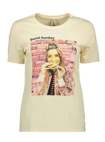 camiseta only weekday beige para mujer