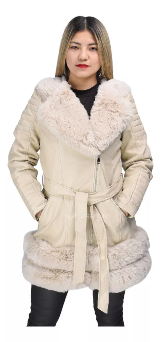 Campera Mujer Tapado Largo Elegante Eco Cuero Piel Tmill