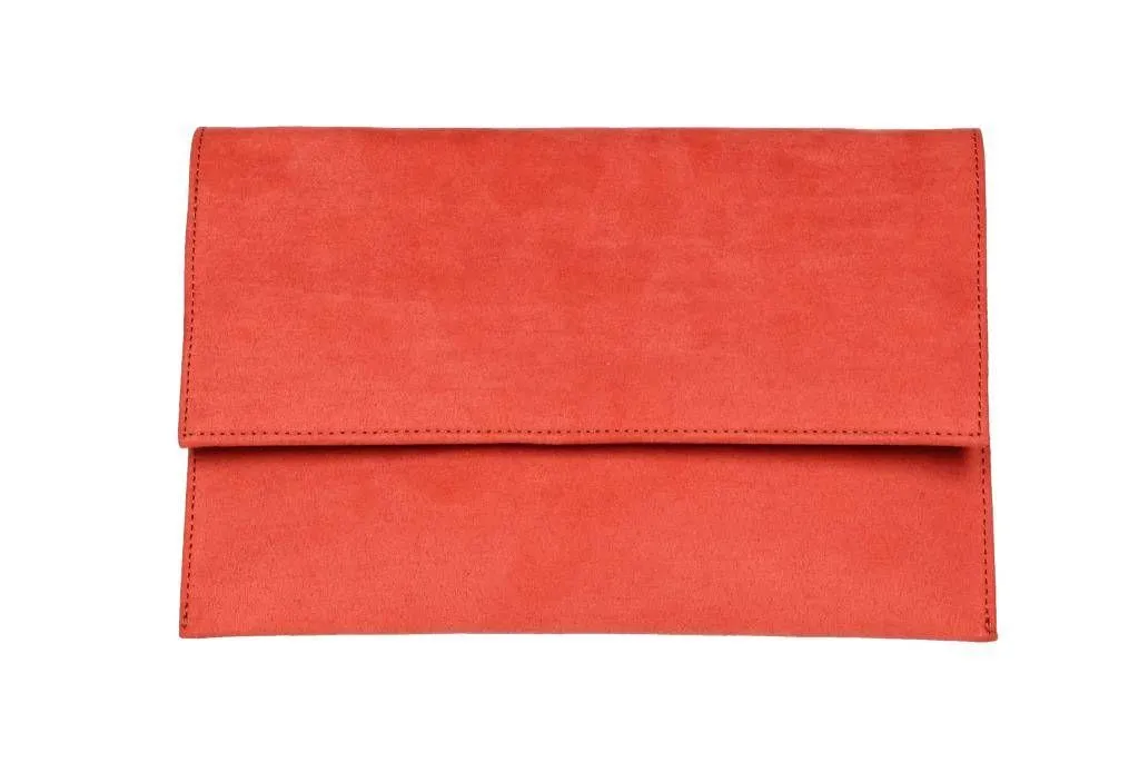 Cartera Antelina Coral Con Tapa