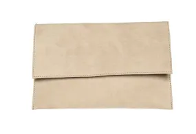 Cartera Antelina Taupe Con Tapa