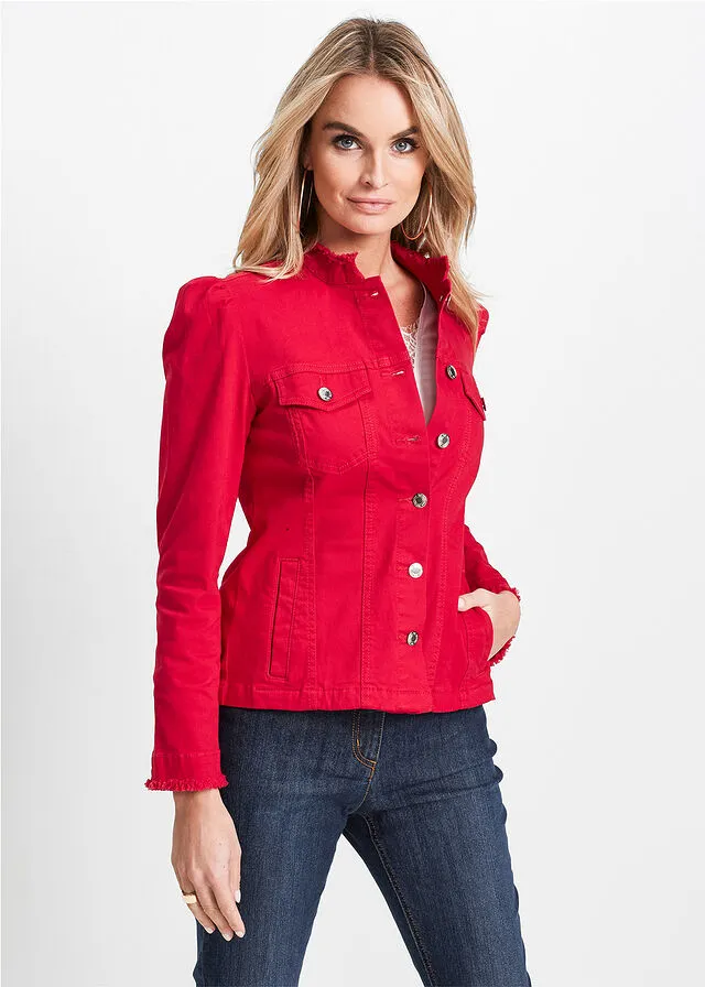 Chaqueta con mangas ligeramente abullonadas Rojo