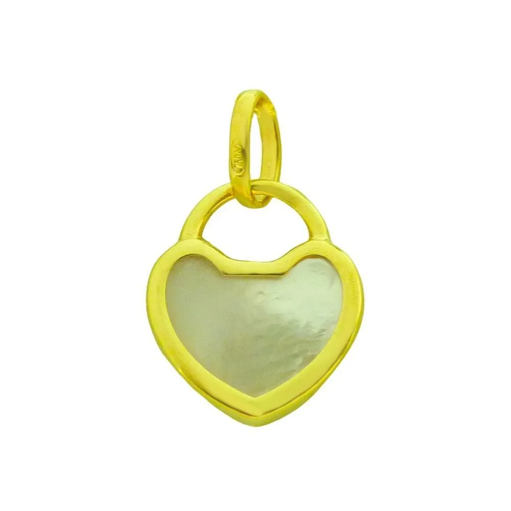 Colgante de oro amarillo de 18k corazón con nácar