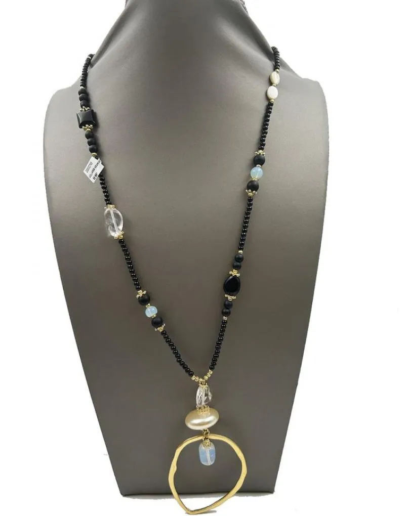 COLLARES PIEDRA NEGROS Y BLANCOS BINOMIO SIEMPRE ELEGANTE