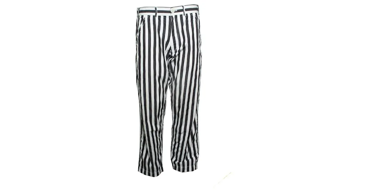 Comme Des Garcons Comme des garçons, pantalón a rayas en blanco y negro 