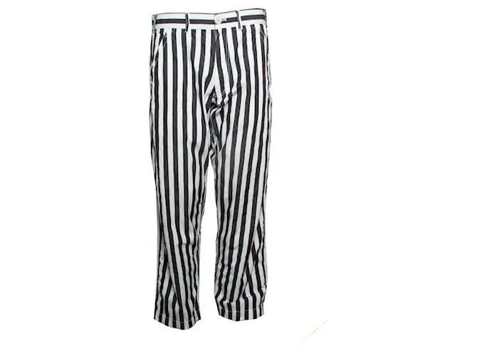 Comme Des Garcons Comme des garçons, pantalón a rayas en blanco y negro 