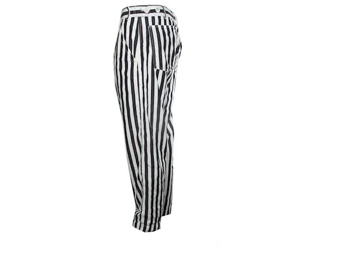 Comme Des Garcons Comme des garçons, pantalón a rayas en blanco y negro 