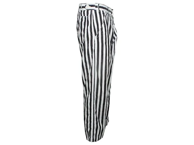 Comme Des Garcons Comme des garçons, pantalón a rayas en blanco y negro 