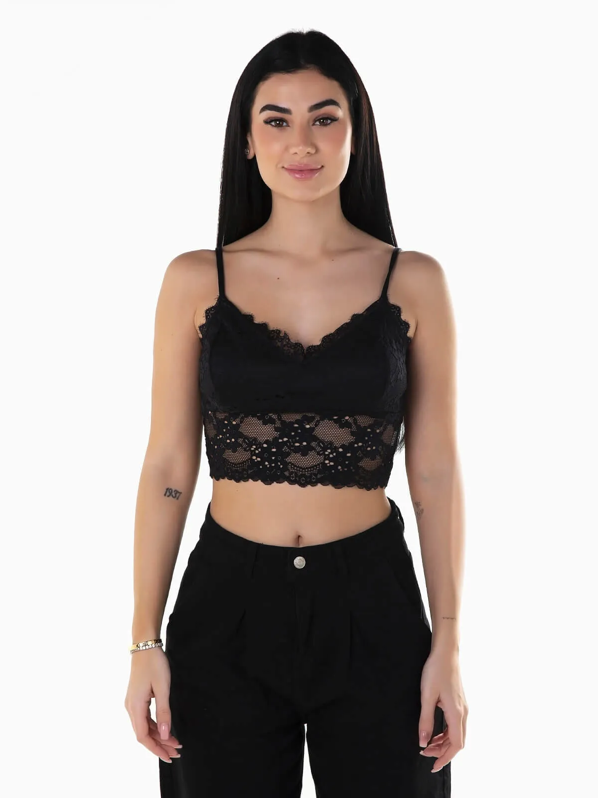 Crop top de encaje