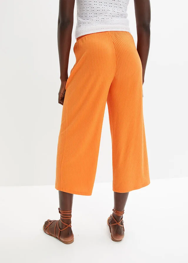 Culote de punto de canalé con cinturilla cómoda Naranja