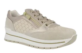 Deportivas combinadas beige con cordones y cremallera