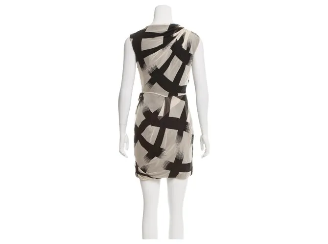 Diane Von Furstenberg Vestido de seda DvF Francia Negro Crema 