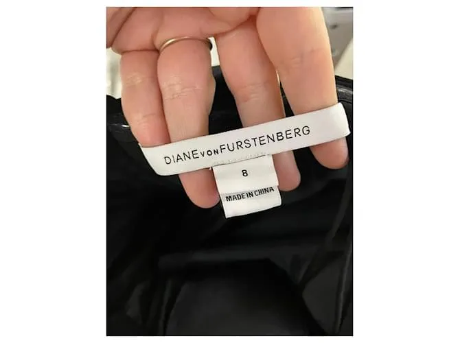 Diane Von Furstenberg Vestido sin tirantes con detalles de encaje en triacetato negro 