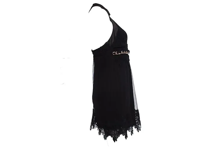 Elisabetta Franchi, Vestido negro de encaje con tul 