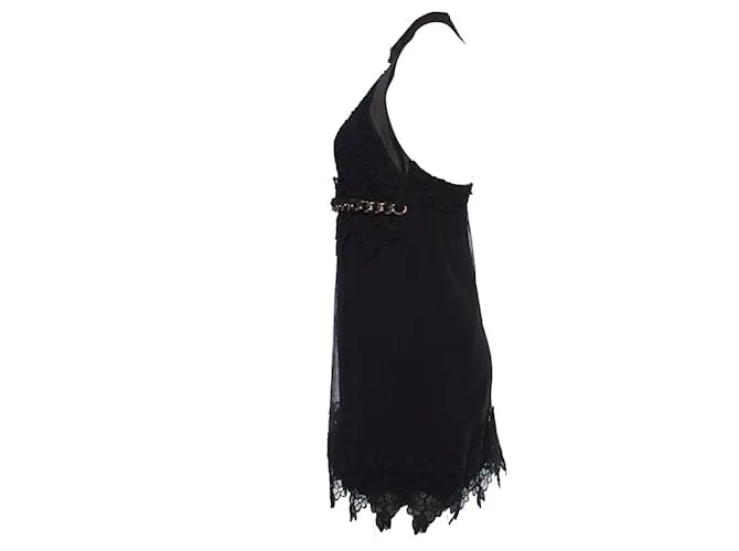 Elisabetta Franchi, Vestido negro de encaje con tul 