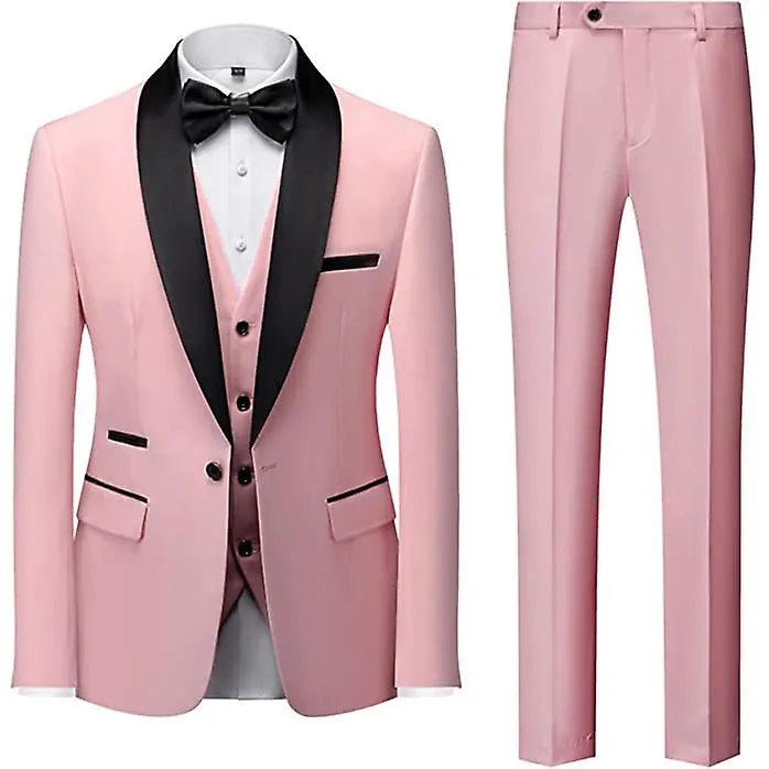 Hombre 3 piezas Traje Slim Fit Vestido Tux Traje Solid Color Boda Clásico Esmoquin Set