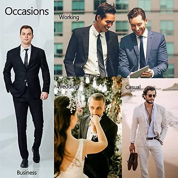 Hombre 3 piezas Traje Slim Fit Vestido Tux Traje Solid Color Boda Clásico Esmoquin Set