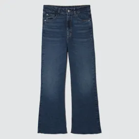 Jean Cropped Flare Con Desgastes