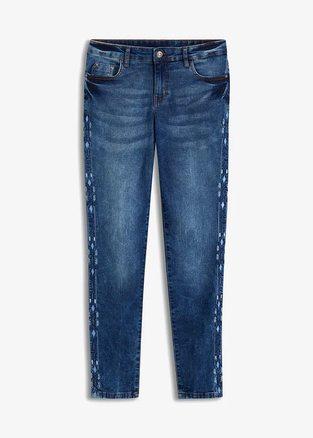 Jeans con bordado Piedra azulada