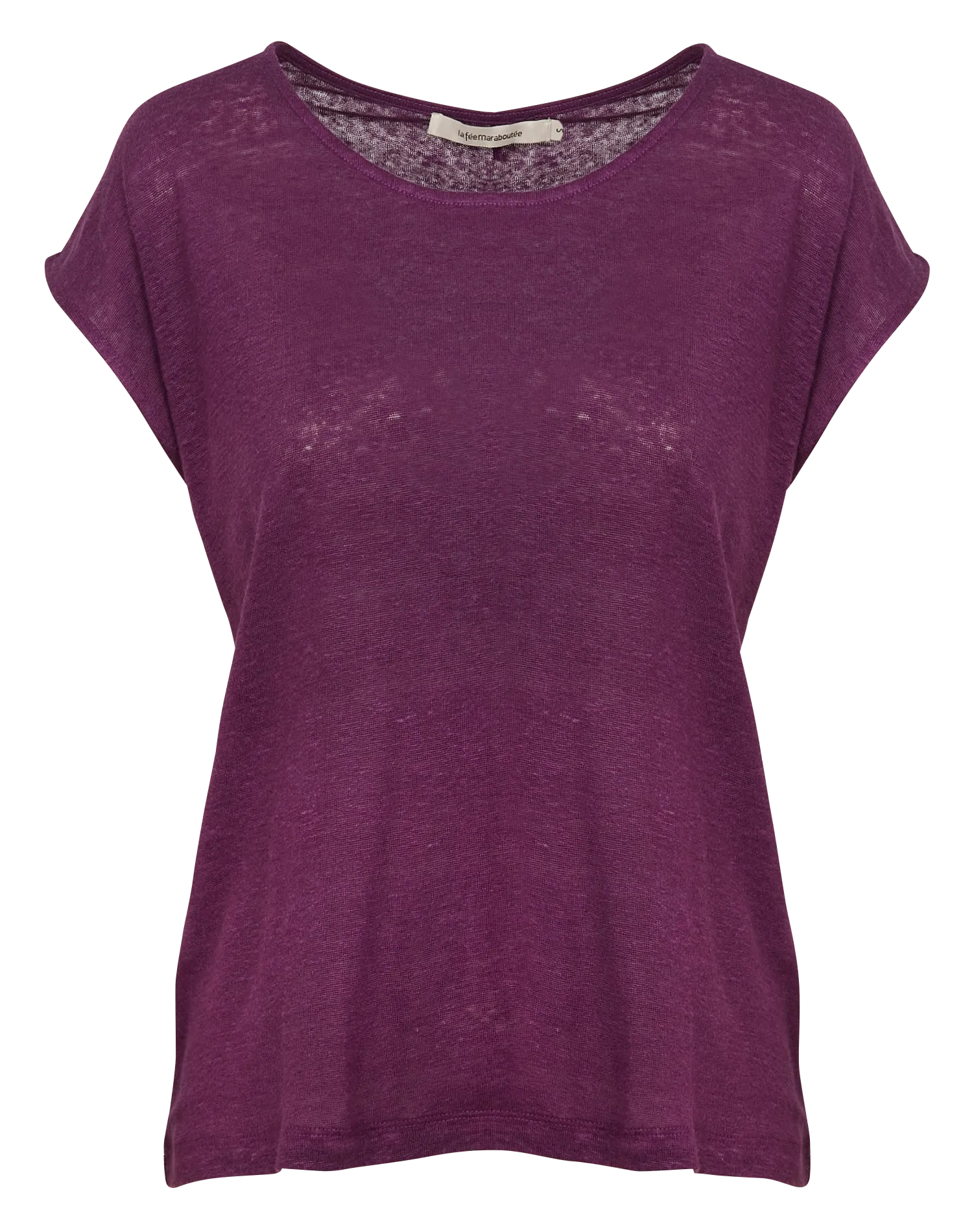 LA FEE MARABOUTEE Camiseta de lino recta serigrafiada en violeta